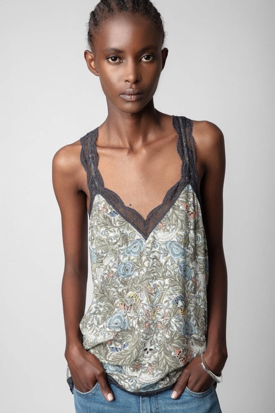 Zadig & Voltaire Camisole Small Tank Top Chou Soft British Flower Butterfly Lace
